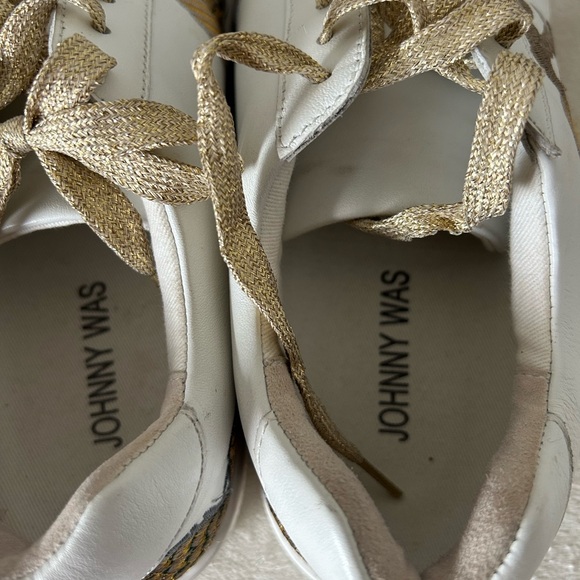 Johnny was Women's White and Gold Sneakers - Picture 10 of 12